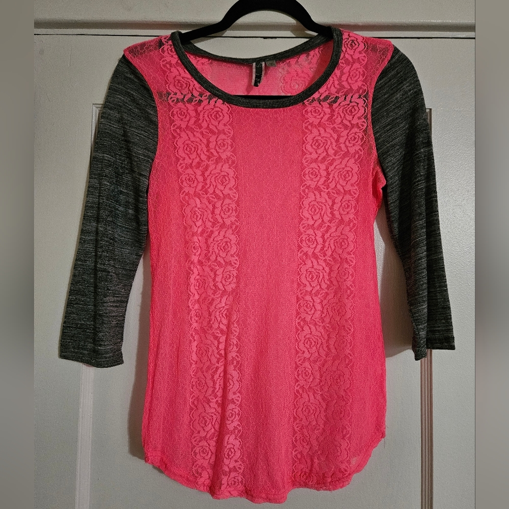 Lace Shear Top with 3/4 length sleeve